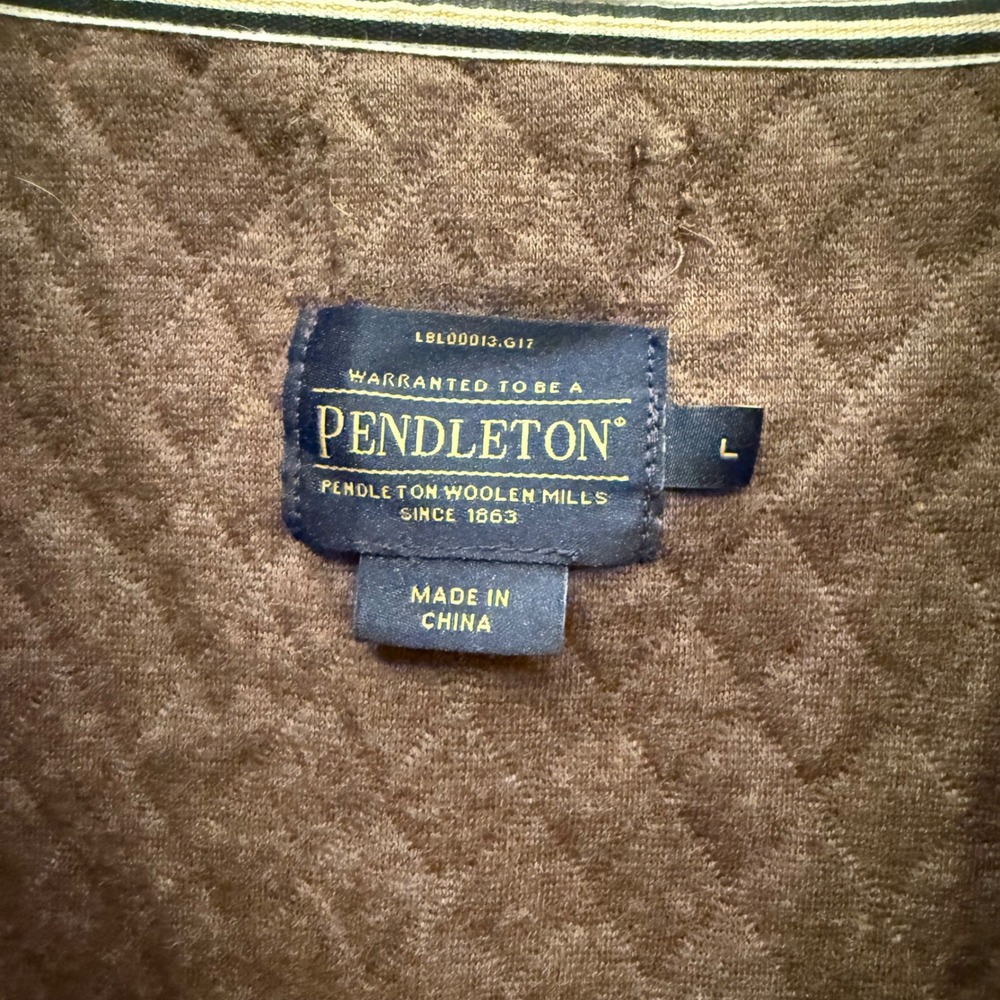 Pendleton Brown Quilted Diamond Pattern Vest Snap… - image 7